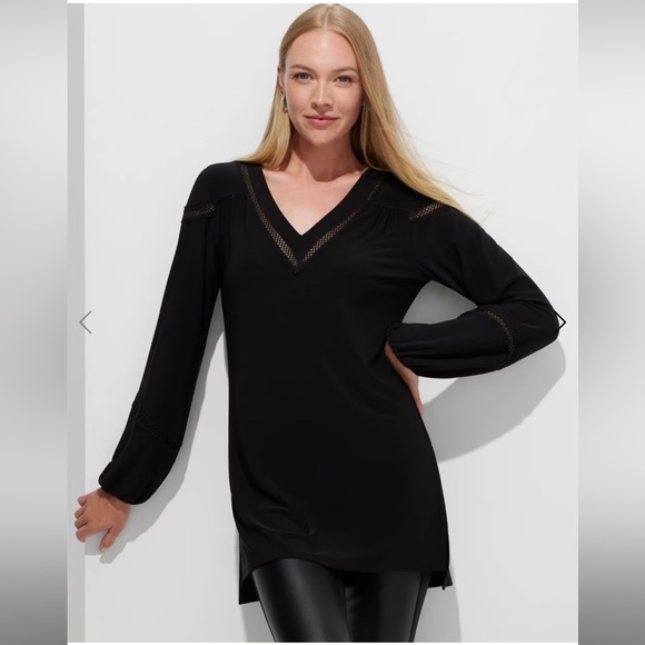 🖤🖤SOLD 🖤🖤NWT White House Black Market Delicate Lace Trim Black Tunic - Picture 2 of 9